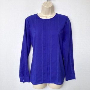 J. CREW Purple Blue Long Sleeve Pleated Top